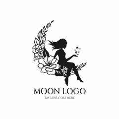 Fototapeta premium Crescent moon logo svg
