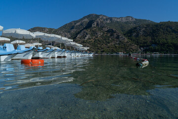 Bay parking for pleasure catamarans in the sea