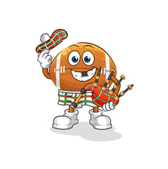 rugby ball scottish with bagpipes vector. cartoon character