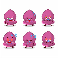 Cartoon character of pink love ring box with sleepy expression