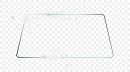 Silver glowing rounded trapezoid shape frame with sparkles