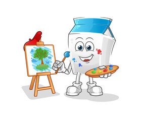 milk artist mascot. cartoon vector