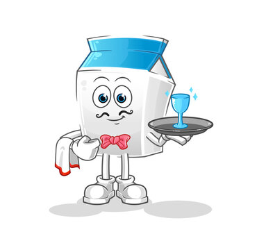 milk waiter cartoon. cartoon mascot vector