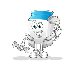 milk mechanic cartoon. cartoon mascot vector