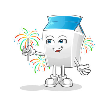 milk with fireworks mascot. cartoon vector