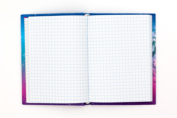 notebook with pink blue cover