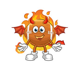 rugby ball demon with wings character. cartoon mascot vector