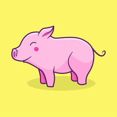 Cute Pink Pig Animals Illustration