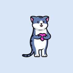 Cute Baby Cat with Heart