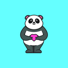Cute Panda with Heart Illustration