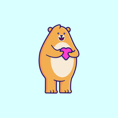 Cute Brown Bear with Heart