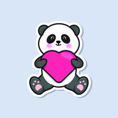 Cute Panda Sticker with Heart