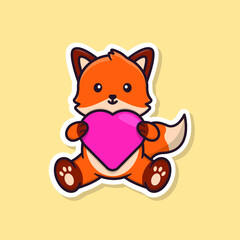 Cute Fox Sticker with Heart