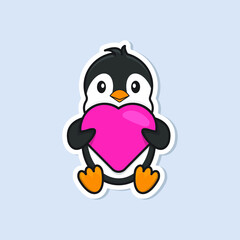 Cute Pinguin Sticker with Heart
