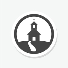 Church icon sticker isolated on white background