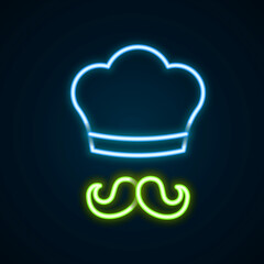 Glowing neon line Italian cook icon isolated on black background. Colorful outline concept. Vector