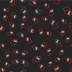 Line Water drop icon isolated seamless pattern on black background. Vector