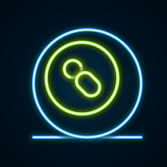 Glowing neon line Billiard pool snooker ball with number 8 icon isolated on black background. Colorful outline concept. Vector