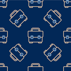 Fototapeta na wymiar Line Toolbox icon isolated seamless pattern on blue background. Tool box sign. Vector