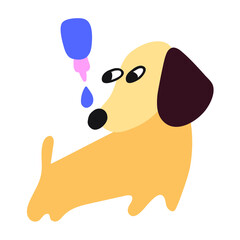 Nose drops for dog. Illustration icon on white background.