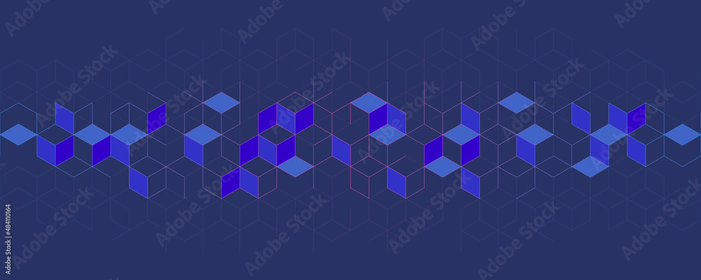 Poster abstract geometric background with isometric digital blocks
