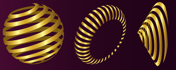 3D Spiral Shapes vector file 