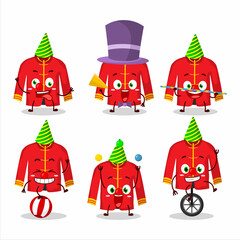 Cartoon character of red chinese traditional costume with various circus shows