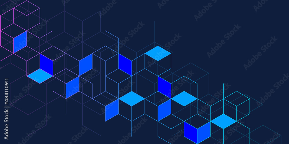 Aufkleber abstract geometric background with isometric digital blocks