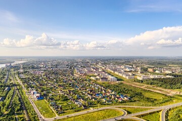 Aerial view of small city in Russia.