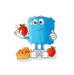 pillow eating an apple illustration. character vector