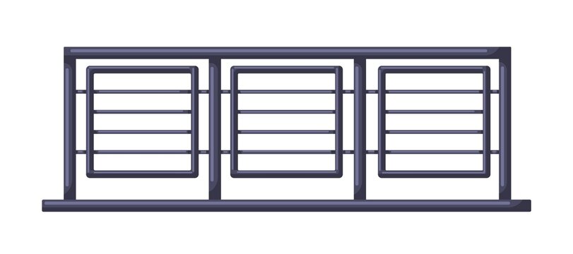 recommend clip art: Metal fence. Blacksmith fencing, railing. Modern iron banister. Balcony and terrace enclosure. Architecture element. Realistic flat vector illustration of rail isolated on white background