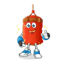 punching bag robot character. cartoon mascot vector