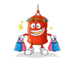 punching bag shoping mascot. cartoon vector