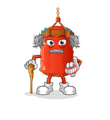 punching bag white haired old man. character vector