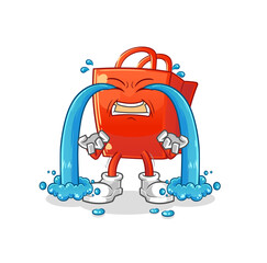 shopping bag crying illustration. character vector