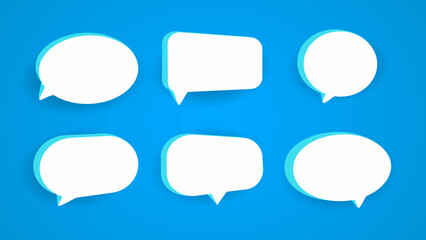 3D Speech bubbles blue set