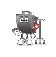 briefcase sick in IV illustration. character vector