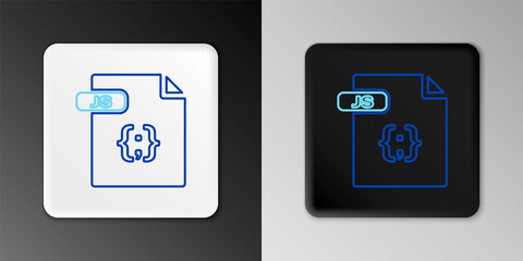 Line JS file document. Download js button icon isolated on grey background. JS file symbol. Colorful outline concept. Vector