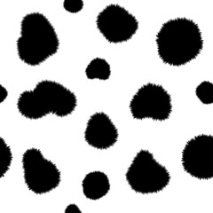 Dalmatian and cow spots seamless pattern. Animal skin background