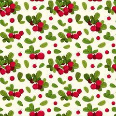 Seamless pattern, barberry berries, summer bright design 