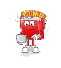 French fries with laptop mascot. cartoon vector