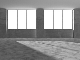 Dark Concrete Wall Architecture. Empty Room