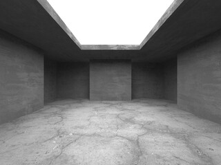 Dark Concrete Wall Architecture. Empty Room