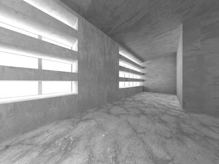 Dark Concrete Wall Architecture. Empty Room
