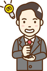 A man in a suit with a flash of inspiration.