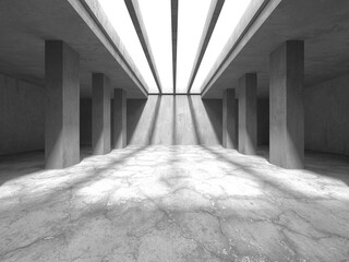 Dark Concrete Wall Architecture. Empty Room