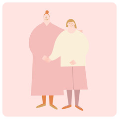 Vector illustration of female couple.