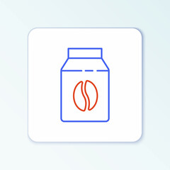 Line Bag of coffee beans icon isolated on white background. Colorful outline concept. Vector