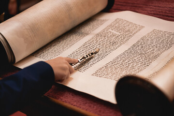 Torah with Yad, Torah with pointer and boy's hand, torah reading