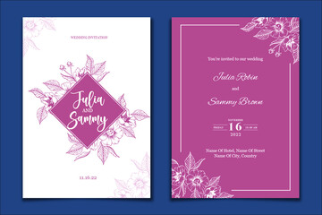 wedding card with flowers